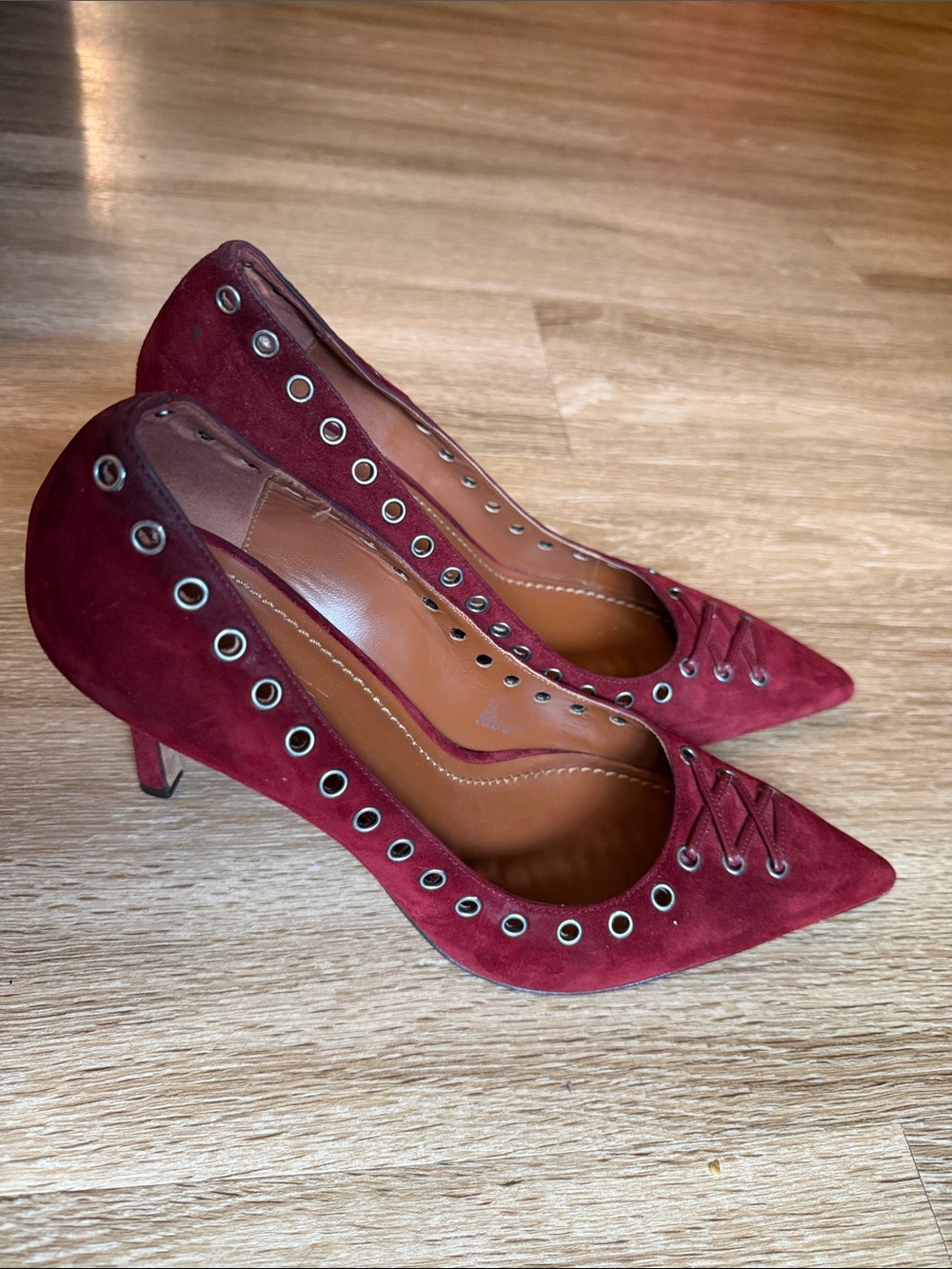Coach Women's Burgundy Suede Heels - Picture 4 of 4